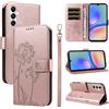 Bravoday Cover per Samsung Galaxy A05S, Custodia in PU Pelle Portafoglio Flip Schede con Slot per Carte, Magnetica Antiurto Cover per Galaxy A05S, Oro Rosa