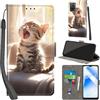 PHINIENLAND Cover per Oppo A55 5G / A54 4G / A53s 5G / A16 4G Case PU Pelle Custodia [Kickstand] [Chiusura magnetica] [Slot per Schede], Portafoglio Flip Custodia per Oppo A16 4G,Gatto