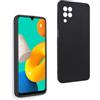 REY Cover in Gel TPU Nera per Samsung Galaxy M32 4G - F22 4G, Ultra Sottile 0,33 mm, Morbido Flessibile, Custodia Silicone