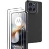Rojeuinn cover per Motorola Moto G56 5G + 2 pezzo Vetro Temperato, Proteggi schermo ultra trasparente con durezza 9H, custodia protettiva morbida anticaduta e antipolvere -Nero