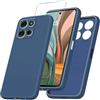 JDXHFF Cover Compatibile con Motorola Moto G56 5G (6.72) e 1 Pezzi Pellicola Protettiva in Vetro Temperato - Blu Morbido Silicone Custodia Protettivo TPU Protezione Case Blue