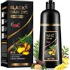 YUOLITA 500ML 4 In 1 Shampoo Istantaneo per Capelli Neri, Shampoo Colorante Nero per Donna Uomo, Colore Naturale，100% Copertura shampoo Capelli Colorati