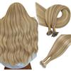 Easyouth Nano Bead Extensions Capelli Umani Colore Bionda Chiara Highlights Bleach Bionda 45cm 50Pezzi 50g Nano Beads Ring Loop Extensions #16P22