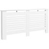 HOMCOM Copritermosifoni a Doghe con Ripiano Portaoggetti, Copricalorifero Moderno, Copertura del Radiatore in MDF, 152x19x81 cm, Bianco