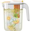 Rurunklee Caraffa in plastica con coperchio e inserto per frutta, caraffa d'acqua per 2,6 litri di acqua fredda calda, caraffa per tè freddo e succo fatti in casa