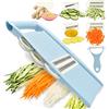 NACOLUS Mandolina affettatrice 5 in 1 per cucina, patatine fritte multi lama, taglia verdure, julienne e pelapatate per piccoli lavori in cucina, blu