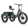 Tecnobike Shop Bici Bicicletta Elettrica Pedalata Assistita Triciclo Bicicletta Elettrica Z-TECH ZT-80-A FAT TRIKE 3 Ruote 24/20 250W 13 Ah 48V Batteria Litio e-Bike con Pedali e-Bicycle (Verde)