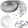 Hestya Tubo di Scarico e Accessori Tubo Flessibile in PVC di Ventilazione per Isolamento Termico per Aria Condizionata con Fascette Stringitubo in Acciaio Inox e Riduttore (Grigio, 150 mm x 2 metri)