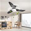 Litglobe Ventilatore da Soffitto con Luce e Telecomando,100cm 3 Pale Lampadario con Ventilatore,Silenzioso Lampada Ventilatore da Soffitto con 3 Colori Dimmerabile,6 Velocità,Reversibile,Timer,Nero