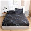 Daesar Lenzuola Matrimoniale con Angoli 200 x 220 x 25 cm, Lenzuolo Matrimoniale Cotone Lavato Motivo Stella Lenzuolo Morbido, Traspirante, Lavabile in Lavatrice, Grigio Scuro Blu