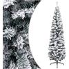 vidaXL Albero di Natale con Neve Decorazione Natalizia Addobbi Feste Abete Sintetico Festoni Ornamenti Artificiale Sottile Verde 180 cm in PVC