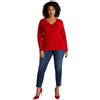 FIORELLA RUBINO: Maglia in Misto Cotone con Scollo a V Curvy Size Rosso Stagione Primavera Estate 2025.