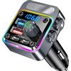 Gizmovine Trasmettitore FM Bluetooth per Auto,5.3 Adattatore Bluetooth Auto,Auto Rafforzamento del Basso,Caricatore Auto Accendisigari PD 36W QC 18W,Microfoni Riduzione del Rumore