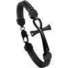 Oidea Braccialetto egiziano Ankh da uomo: bracciale a catena Franco a doppia fila intrecciato Key of Life Bracciale da uomo in acciaio inossidabile Amuleto di protezione gioielli regalo, 22 cm