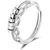 SILBERTALE Anello spinner in argento Sterling 925 Anxiety anti-stress 5|8|10 perline rotanti anello di decompressione regolabile misura 55 fino a 60, Argento sterling
