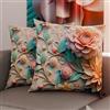 PETTI Artigiani Italiani - Coppia di Federe Cuscino 30x30 cm in Microfibra, Cuscini Arredo Camera da Letto, Divano, Salotto, Set 2 Fodere Copricuscino, Federa Floreale 05 11, 100% Made in Italy