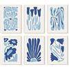 Youillne Matisse - Stampe artistiche da parete con fiori blu, astratte, decorazione da parete estetica, tela artistica da parete, poster di Picasso, immagini preppy, dipinti floreali per bagno, 20 x 25 cm,