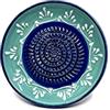 Kaladia - Piatto per grattugiare in ceramica - ideale per zenzero, parmigiano, ecc. - Motivo: turchese/blu - Diametro: 12 cm - Fatto a mano e dipinto a mano - Made in Spagna