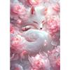 QENSPE Pittura Diamante Volpe Diamond Painting Kit per Adulti, 5D DIY Rotondo Cristallo Art Ricamo Kit Completo, Arte Artigianato Parete da Letto Decor 30x40cm, Peonia Rosa