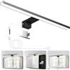 Hommie Aplique Espejo Baño Nego 50CM 12W 1549LM con Spina, Luz Espejo Baño Natural 4000K, Cavo da 1,5m, 230V, Alluminio Lampada da Bagno, IP44 Impermeabile