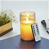 Lonkenn Candele LED, Flickering Flameless Candele, Candele a Batteria with Glass con Telecomando a 10 Tasti, Realizzato in Vera Paraffina,con Funzione Timer 24 Ore per Decorazione, Festa, Vacanze-15cm Marrone