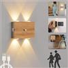 VOMI Lampada da Parete Interno Ricaricabile con Sensore di Movimento, LED Applique da Parete Senza Fili Senza Collegamento di Alimentazione 4000mAh Batteria Alluminio per Camera Letto Corridoio