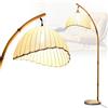 kaixunl Lampada Da Terra Imitazione Bambù Lampada Da Terra Ad Arco Lampada Da Terra in Tessuto Adatta Per Soggiorno camera da letto studio Vintage Boho Con interruttore a pedale Base E27 H160cm