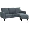 HOMCOM Divano 3 Posti Angolare con Chaise Longue Reversibile Grigio Carbone