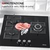 IsEasy 60 cm Piano Cottura 3 Fuochi gas Cucina a Gas Piano Cottura Incasso Vetro Nero