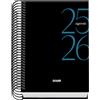 Dohe - Agenda scolastica 2025 2026 - Giorno per pagina, formato A6 (12 x 17 cm), spagnolo e inglese, da settembre a giugno, rilegatura a spirale, copertina rigida - SYSTEM Black
