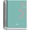 Dohe - Agenda scolastica 2025 2026 - Giorno per pagina, formato A6 (12 x 17 cm), spagnolo e inglese, da settembre a giugno, rilegatura a spirale, copertina rigida - SYSTEM Green
