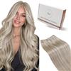 Hetto Extension Capelli Veri Tessitura Biondo Extension Capelli Tessitura Remy Umani Biondo Cenere con Biondo Candido Weft Remy Human Hair Extension 35cm 80g #18P613