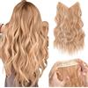 Silk-co Extension Capelli Clip con Filo Invisibile Extension con Elastico Capelli Ricci Ondulati Naturali Posticci 40cm, Biondo Cenere & Sbiancante