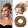 MY-LADY Chignon Finto per Capelli Veri- Cerchio Elastico Dritto Marrone Chiaro - Facile Updo Naturale per Donne Ragazze 17g