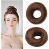 MY-LADY Chignon Finto per Capelli Veri- Cerchio Elastico Dritto Marrone Cioccolato - Facile Updo Naturale per Donne Ragazze 17g