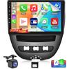 NHOPEEW 8 core 6+128G Autoradio per Peugeot 107 / Citroen C1 / Toyota Aygo 2004-2014 - Autoradio Android da 10,1 pollici con Carplay e Android Auto, WiFi, GPS, DSP FM RDS + telecamera di retromarcia