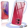 Coiwxmoi Cover per Motorola Moto G84 5G con Cordino 6,5,Trasparente Custodia con Laccio Tracolla Corda Catena Cinghia,Ultra Morbido Silicone TPU Antiurto Case, Viola