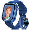 Sanorum Nuova 4G Smartwatch Bambini, IP68 Impermeabile Orologio Smartwatch Bambini con GPS, Chiamate, Funzione SOS/Videochiamate/Modalità Scuola/Fotocamera/Sveglia/Contapassi per Ragazzi e Ragazze Blu