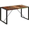 vidaXL Tavolo da Pranzo Stile Industriale Raffinato Telaio Robusto Rustico Venature Uniche 140x70x75cm in Legno Massello di Recupero Tavola Mensa