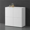doporro Mobile Organizzatore Credenza Buffet in Legno con 4 Ante Push-to-Open e Soft-Close per Soggiorno, Sala da Pranzo o Ingresso, 76x36,4x76 cm Bianco opaco Schrank04