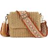 WEIMZC Borsa a tracolla estiva da donna in paglia intrecciata con nappa, tracolla regolabile, borsa da spiaggia fatta a mano, Marrone (5 cm) colore86