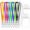 Granvoo 10 Sets Porta Badge da Collo, 10 Pcs Portabadge Trasparente Impermeabile, 10 Pcs Nylon Cordino con Gancio, Porta Carte di Credito Plastica per Esposizione Ufficio Scuola (Verticale)