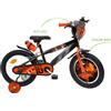 SUN&SPORT Bicicletta 16" - Arancione. 2 freni caliper - Borraccia e mascherina frontale e disco colorato nella ruota anteriore inclusi - adatta per bambini dai 8-12 anni