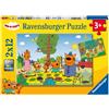 RAVENSBURGER - PUZZLE 2X12 PEZZI - CURIOSO COME KID E CATS