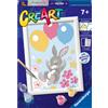CREART, RAVENSBURGER Ravensburger - creart serie d: coniglietto con palloncini, kit per dipingere con i numeri, contiene una tavola prestampata, pennello, colori e accessori, gioco creativo per bambini 7+ anni