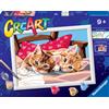 RAVENSBURGER, CREART RAVENSBURGER CREART PER BAMBINI, KIT PER DIPINGERE CON I NUMERI, 9+, SERIE D, GATTINI SUL CUSCINO