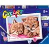 RAVENSBURGER, CREART Ravensburger - creart serie e: gattini rossi, kit per dipingere con i numeri, contiene una tavola prestampata, pennello, colori e accessori, gioco creativo per bambini 9+ anni
