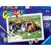 RAVENSBURGER, CREART RAVENSBURGER CREART PER BAMBINI, KIT PER DIPINGERE CON I NUMERI, 7+, SERIE E, CANE E GATTO DOLCE SONNO