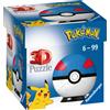 RAVENSBURGER 3D PUZZLE, POKEMON, RAVENSB RAVENSBURGER - 3D PUZZLE POKÉMON POKÉBALL BLU E ROSSA, 54 PEZZI, 6+ ANNI