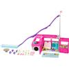 Barbie camper dei sogni playset con veicolo con ruote funzionanti, 7 aree gioco, piscina, scivolo e +60 accessori, giocattolo per bambini 3+ anni